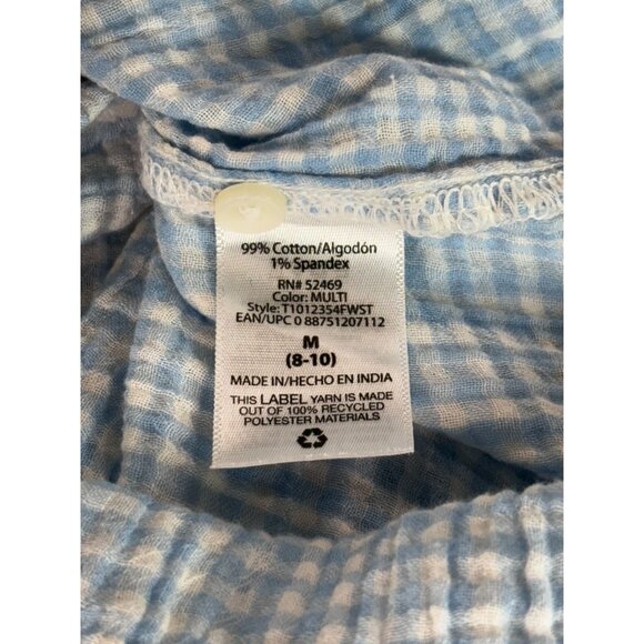 Time & Tru Womens Medium Button-Up Striped Shirt Blue & White Cotton Blend - Picture 6 of 10